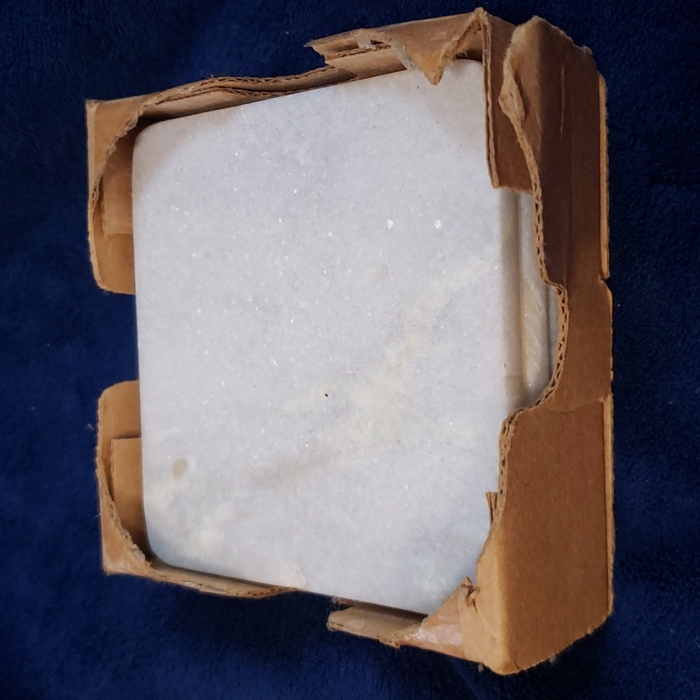 Natural Marble – 3 Pk Marble Coaster – Square